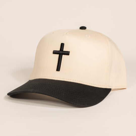 Black and Cream Cross Hat