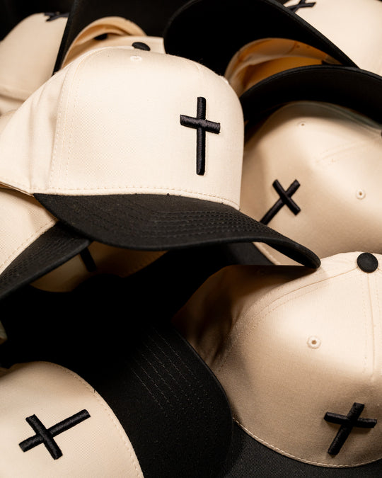 Black and Cream Cross Hat