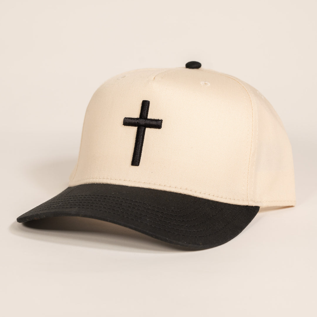 Black and Cream Cross Hat